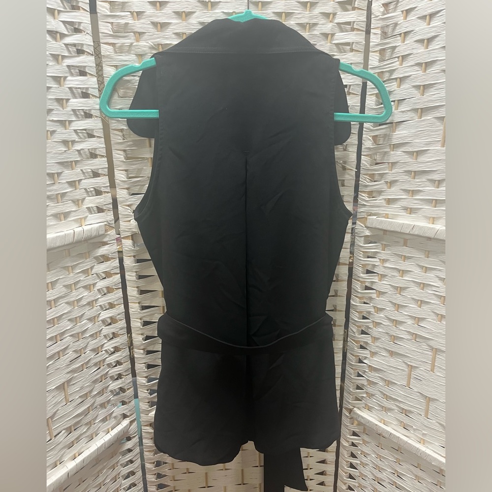 ZARA Black Sleeveless, Wrap Tunic Top with Tie-Waist Small - Picture 11 of 11